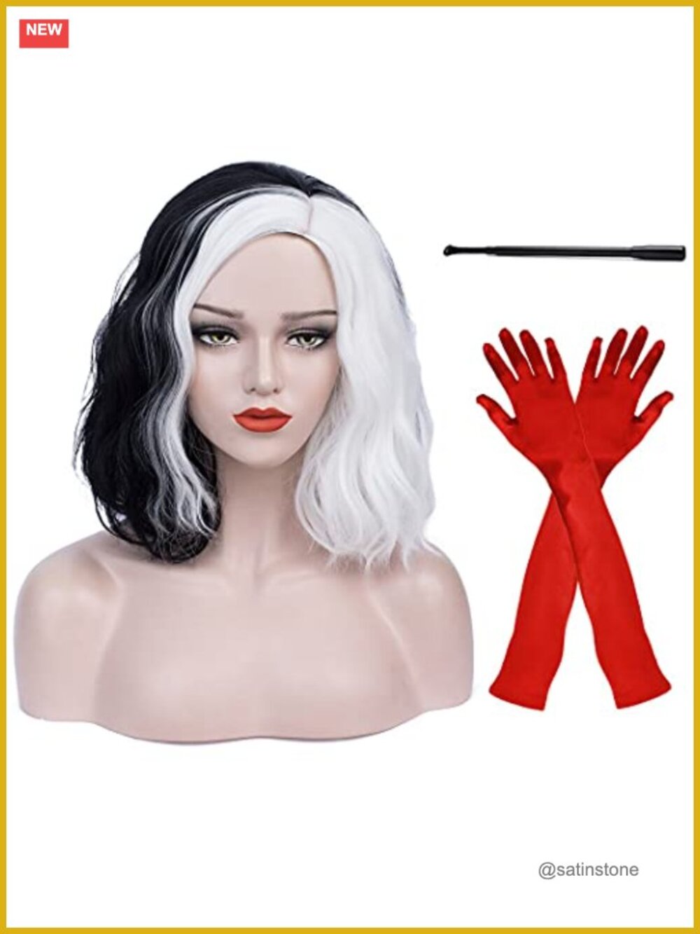 Heat Resistant Synthetic Wig with Gloves and Cap Holder for Costume